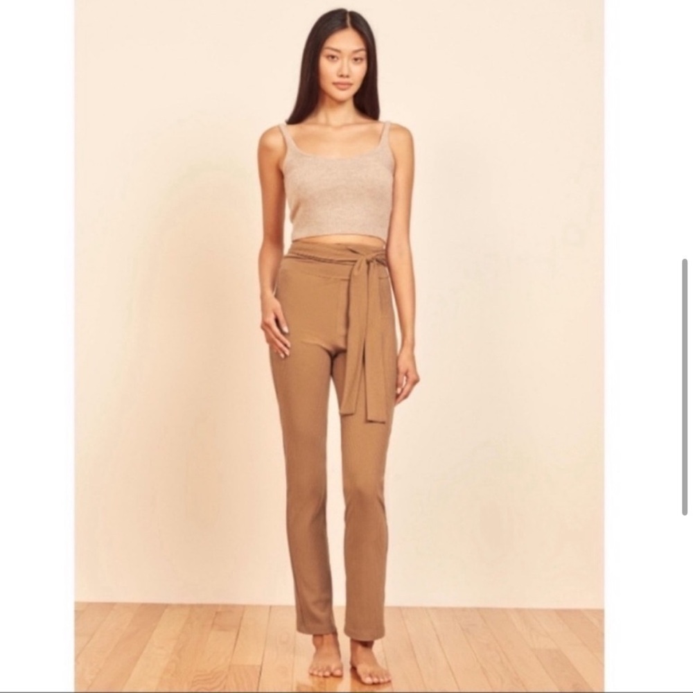 Reformation Kassia Ribbed Knit Pants in Butterscotch